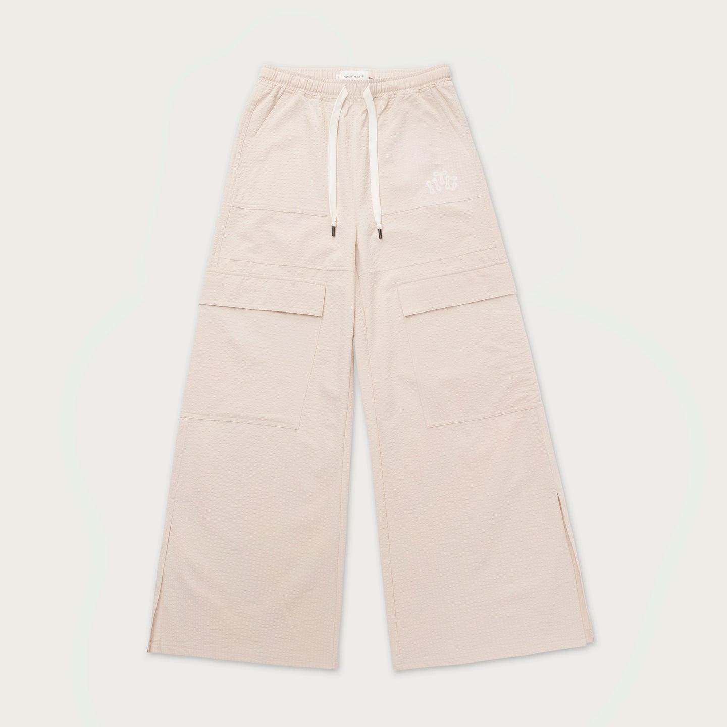 Womens Drawstring Loose Cargo Pant - Bone