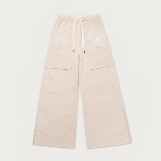 Womens Drawstring Loose Cargo Pant - Bone