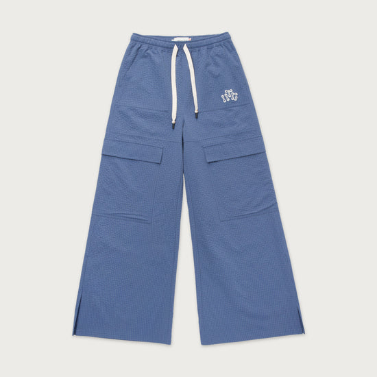 Womens Drawstring Loose Cargo Pant - Sky Blue