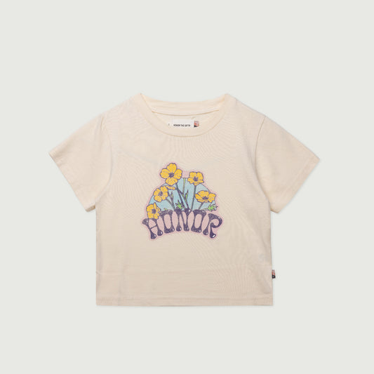 Womens Honor Flower Logo T-Shirt - Bone
