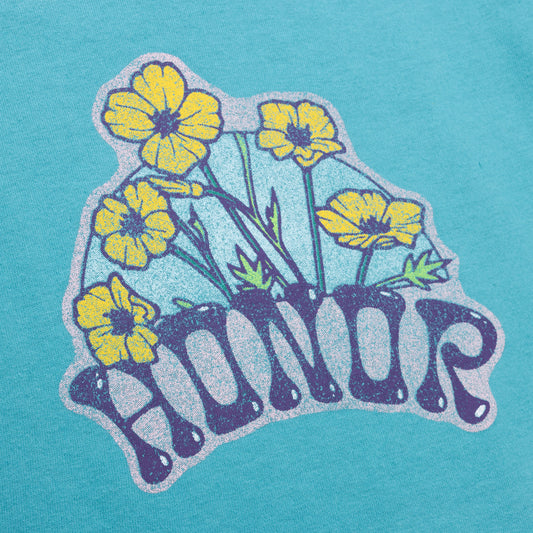 Womens Honor Flower Logo T-Shirt - Teal