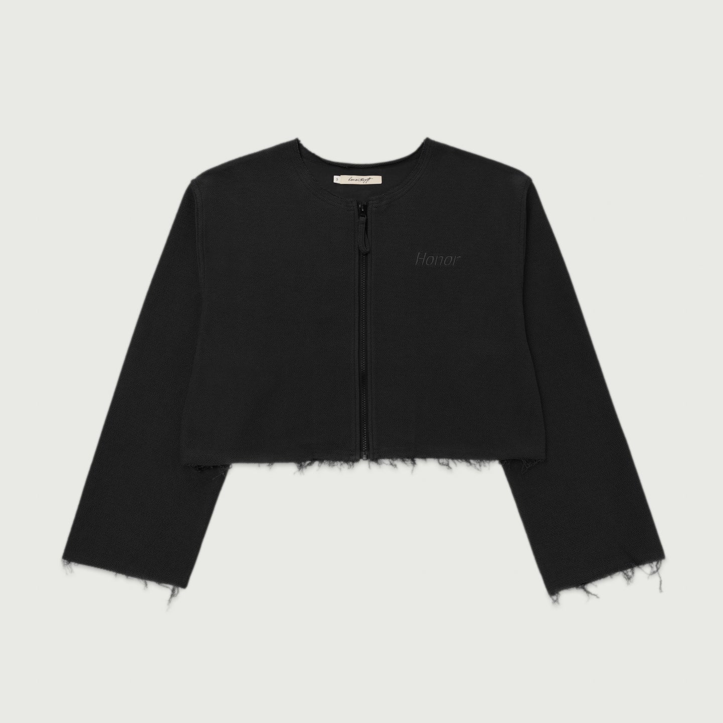 Honor Round Crop Zip Crew - Black