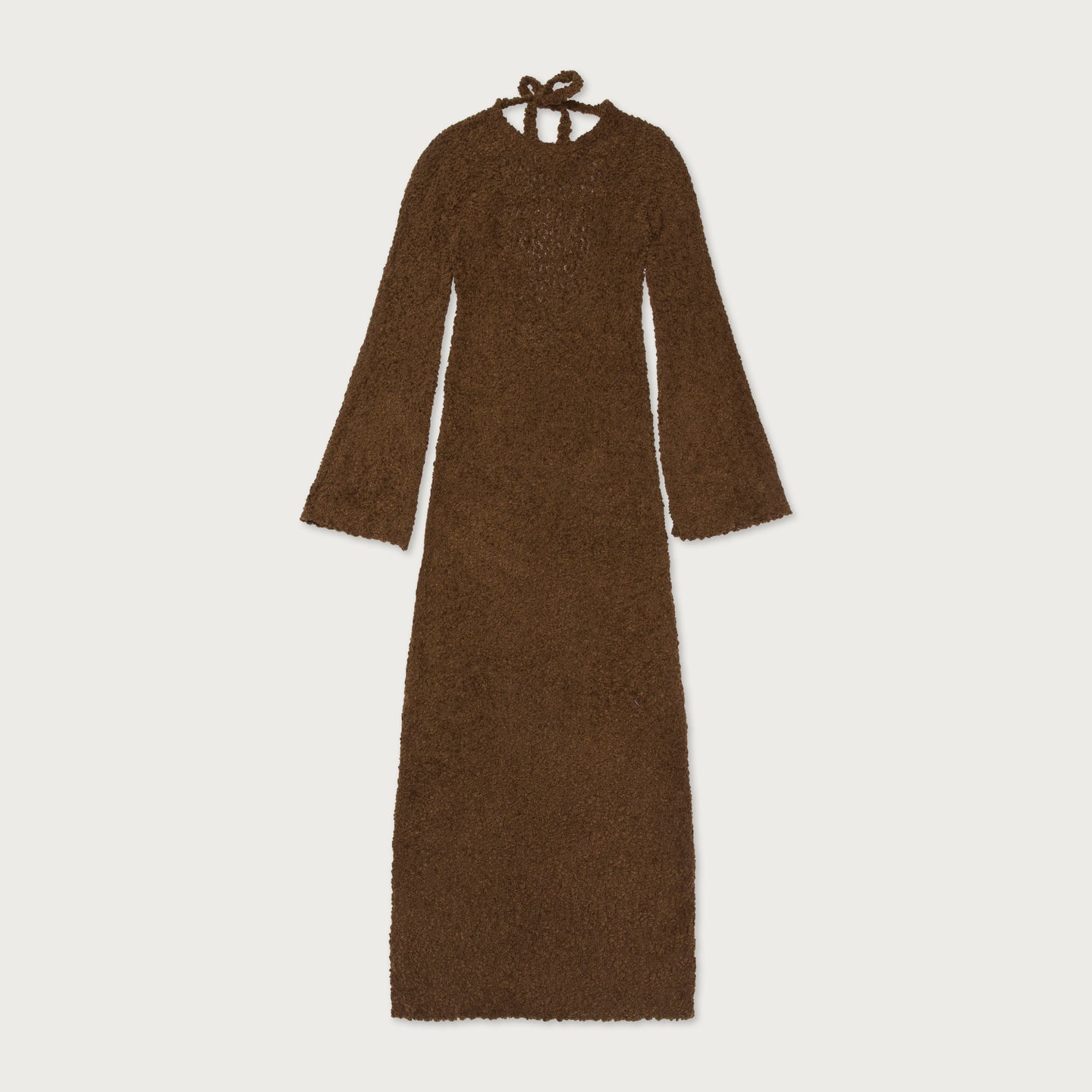 Womens L/S Knit Maxi Dress - Brown