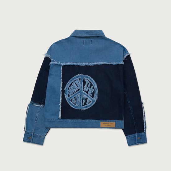 Womens Patch Work Denim Jacket - Indigo