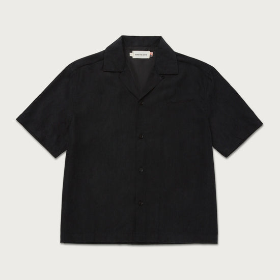 Womens Peached Camp Shirt - Black