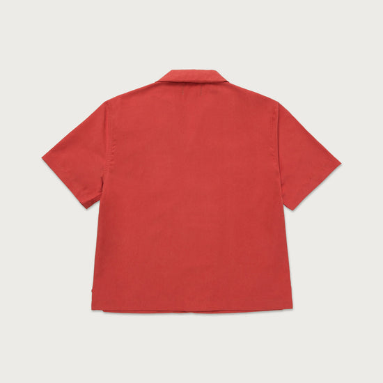 Womens Peached Camp Shirt - Brick