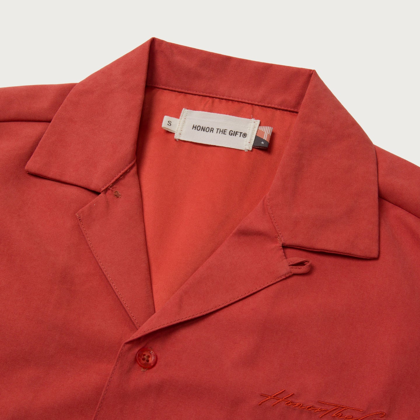 Womens Peached Camp Shirt - Brick