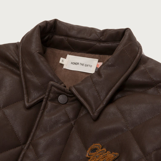 Womens Quilted Bomber - Brown