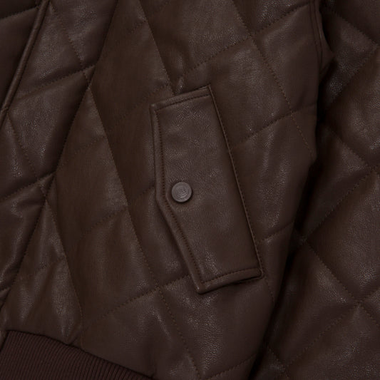 Womens Quilted Bomber - Brown
