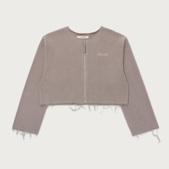 Honor Round Crop Zip Crew - Grey