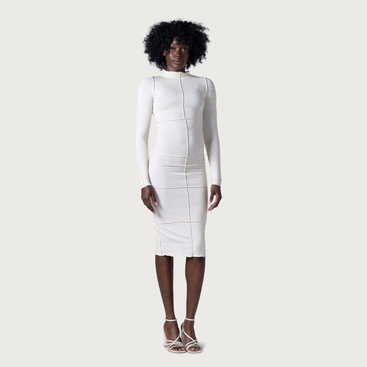 Womens Lettuce Seam Dress - Cream