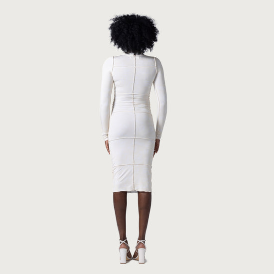 Womens Lettuce Seam Dress - Cream