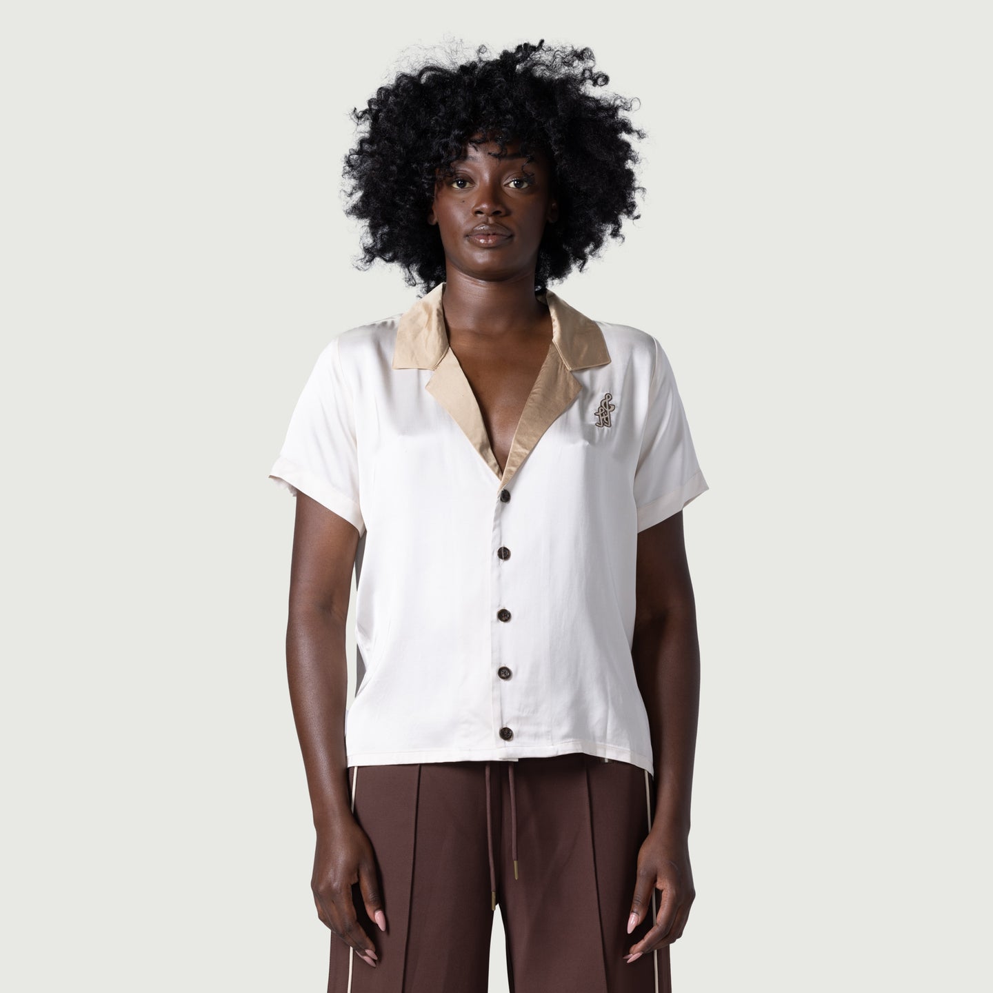 Womens Notes Camp Shirt - Cream