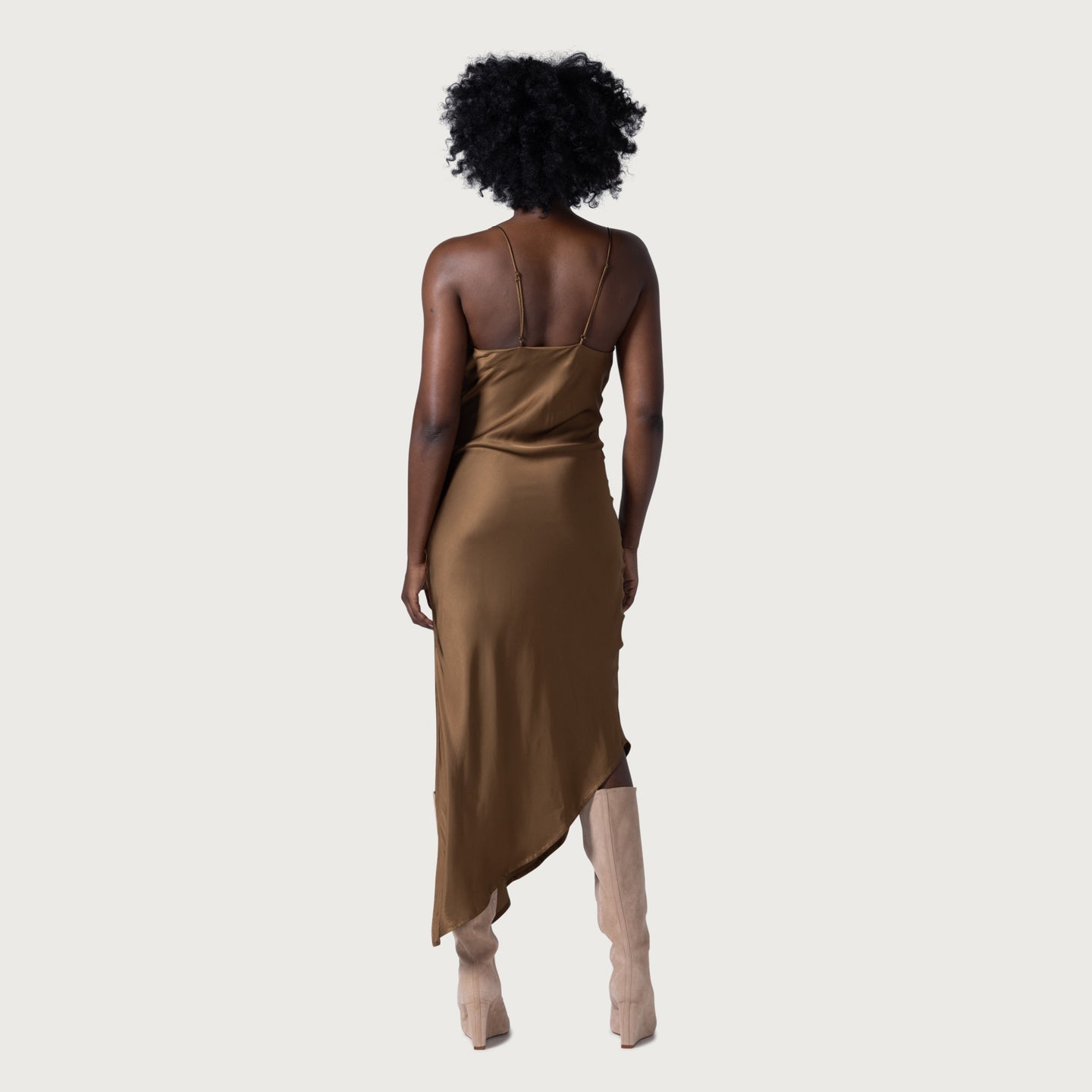 Womens Notes Slip Dress - Brown