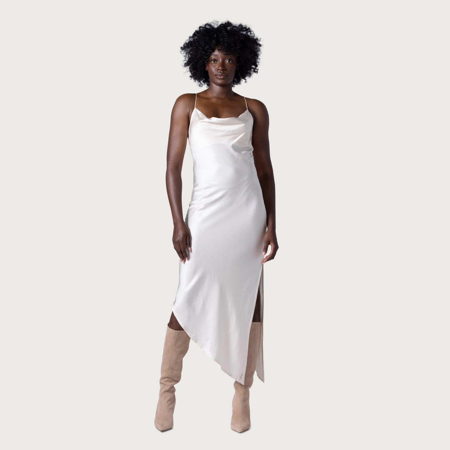 Womens Notes Slip Dress - Cream