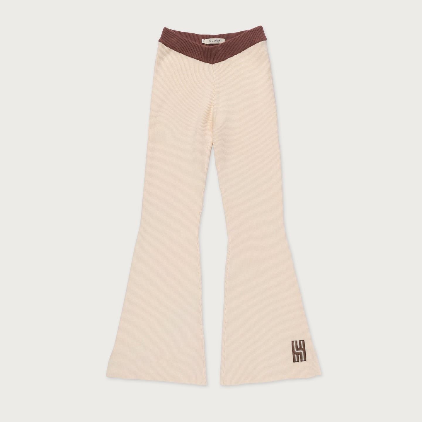 Womens Ribbed Flare Pant - Cream