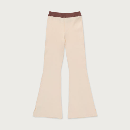 Womens Ribbed Flare Pant - Cream