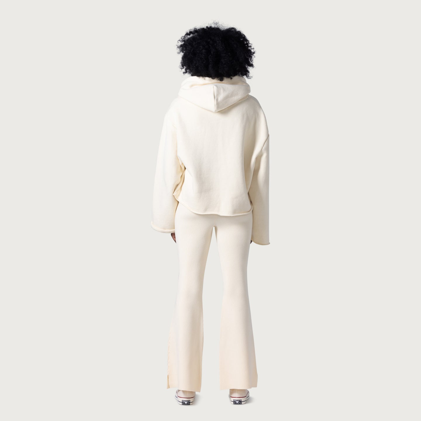 Womens Ribbed Flare Pant - Cream