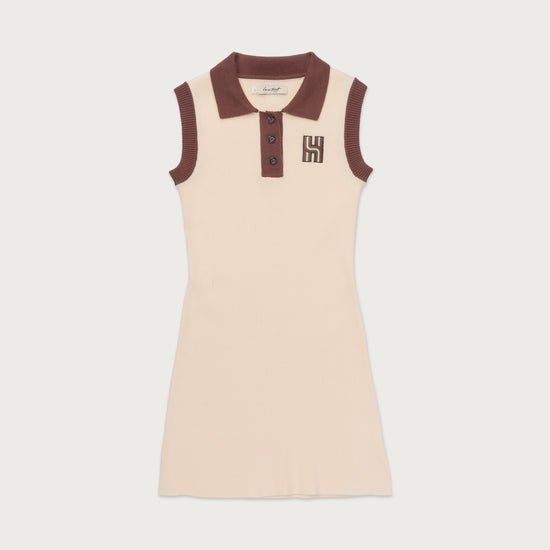 Womens Ribbed Tennis Dress - Cream