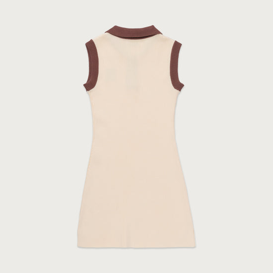 Womens Ribbed Tennis Dress - Cream