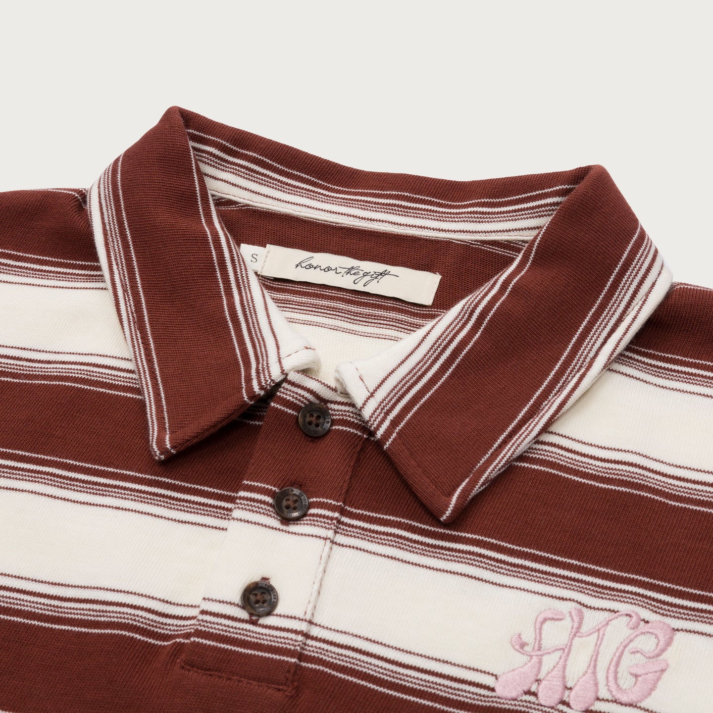 Womens Striped Polo - Brown