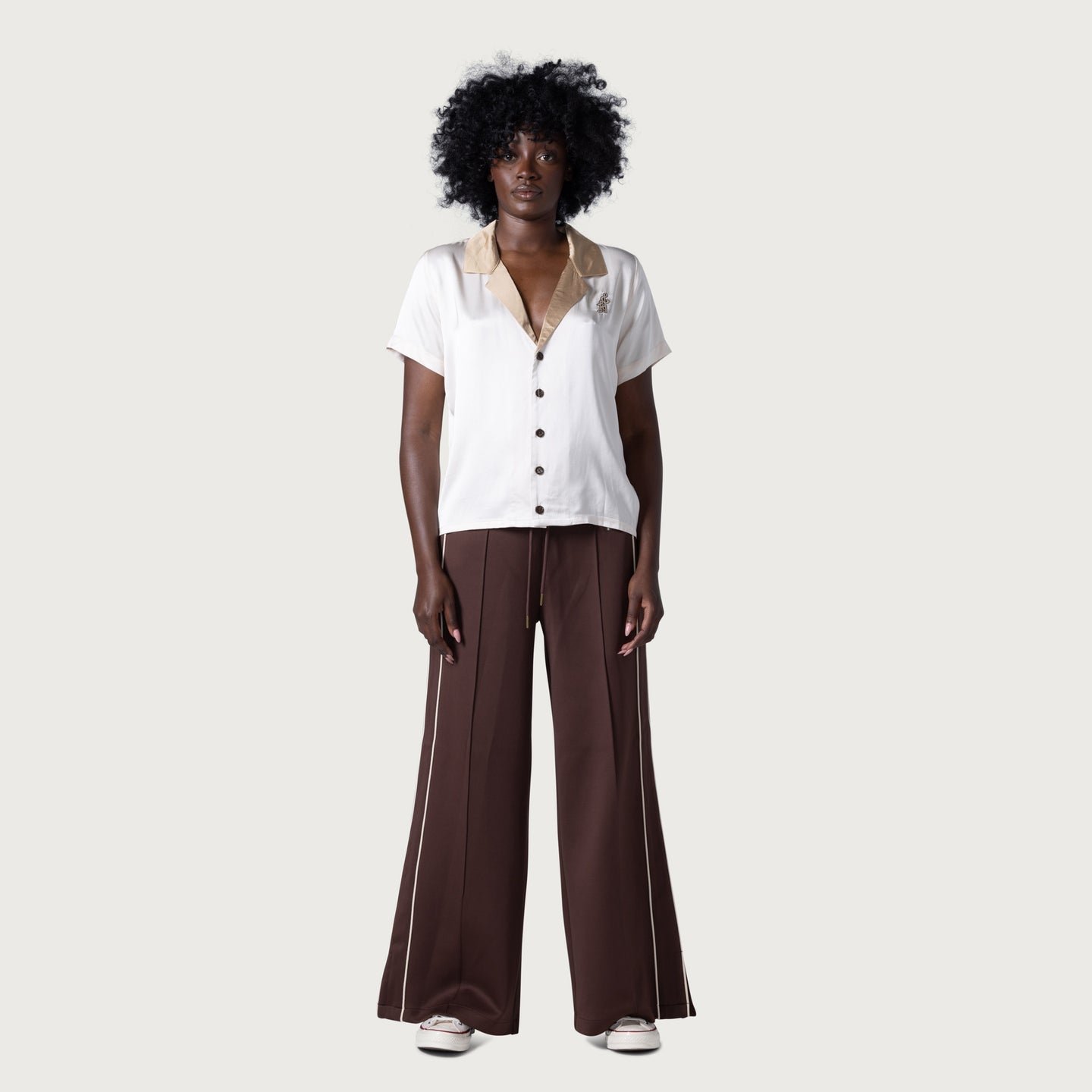 Womens Super Wide Track Pant - Brown