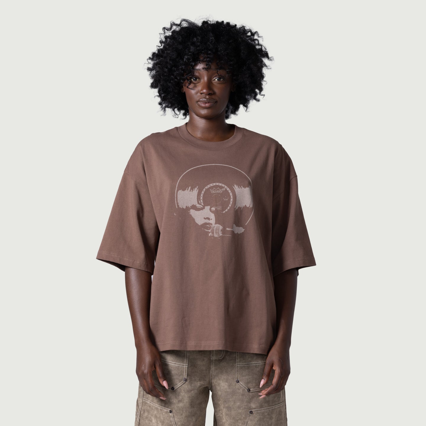 Womens Vinyl Box Tee - Brown