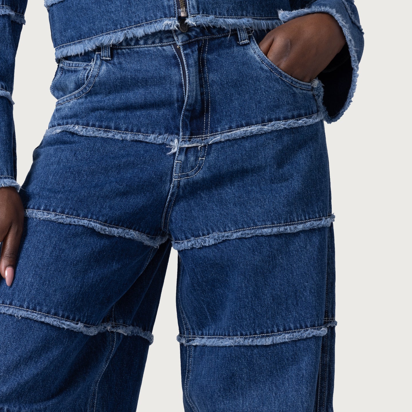 Womens Wide Leg Panel Denim Pant - Indigo