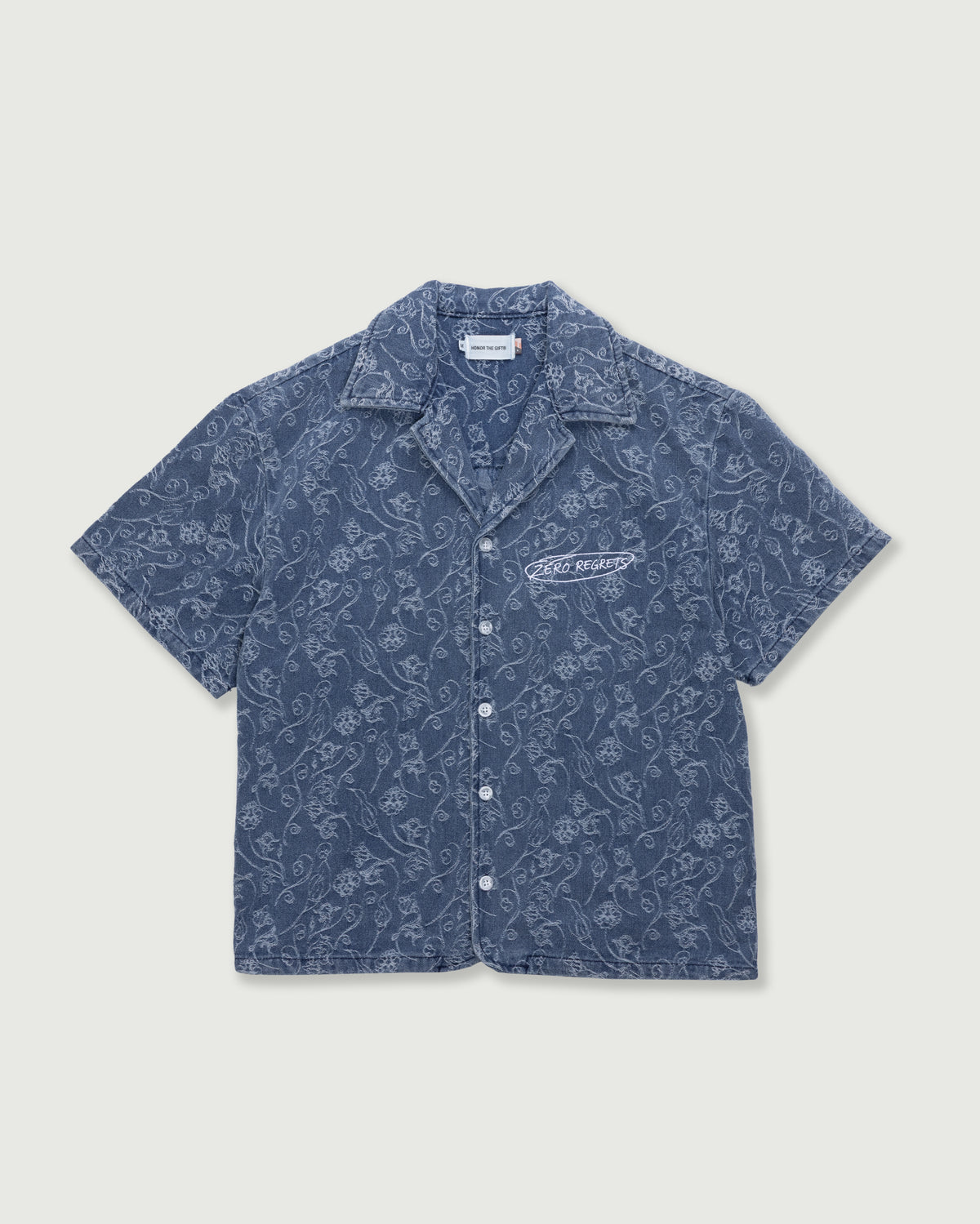 Zero Regrets Floral Camp Shirt - Light Indigo