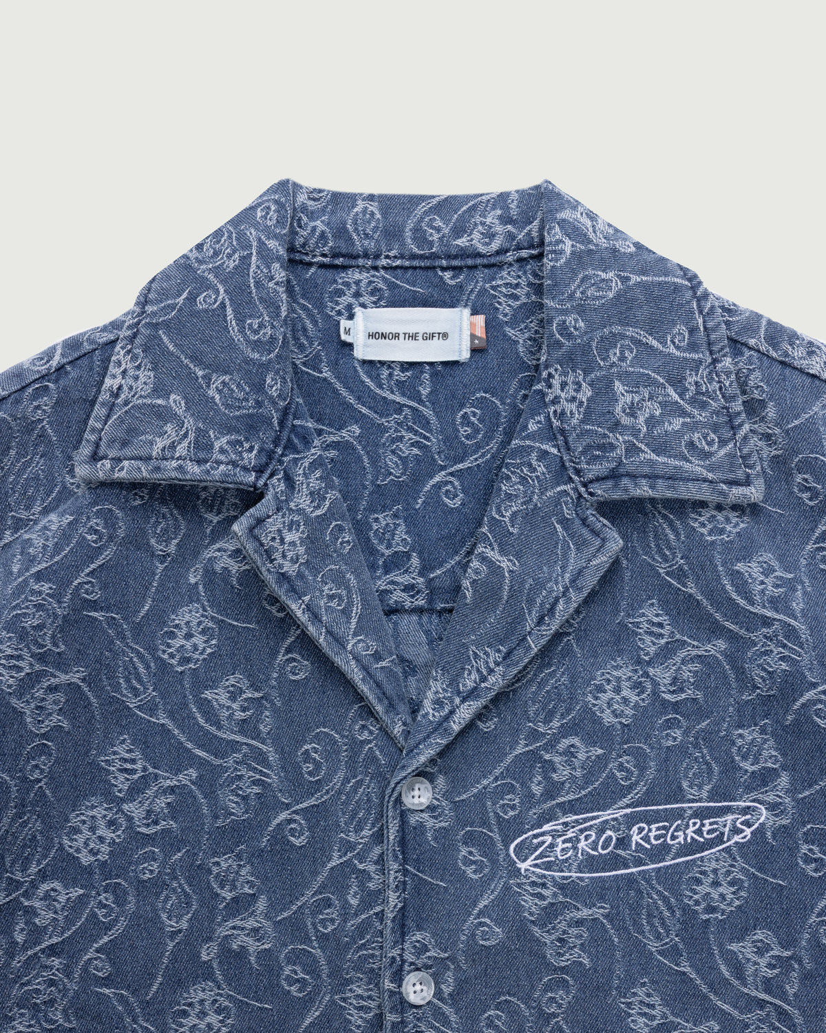 Zero Regrets Floral Camp Shirt - Light Indigo