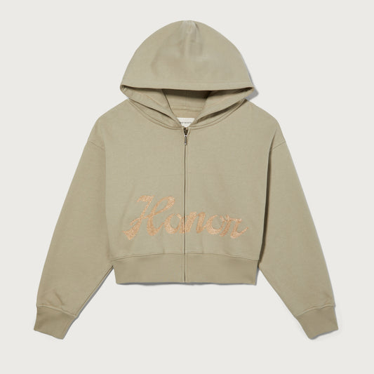 Womens Cropped Hoodie - Sand