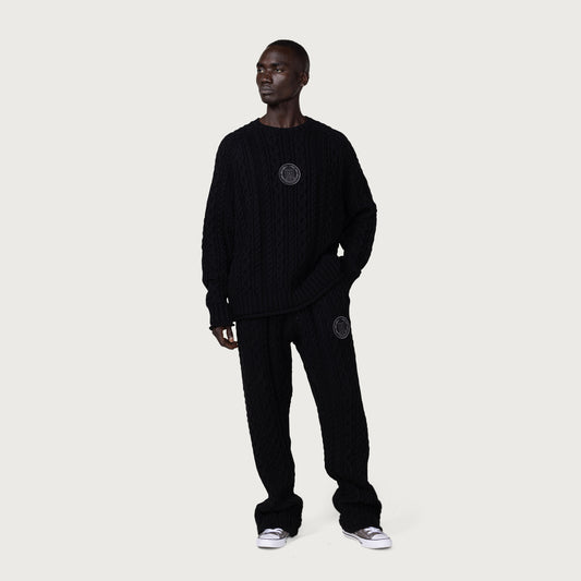 Cable Knit Pant - Black