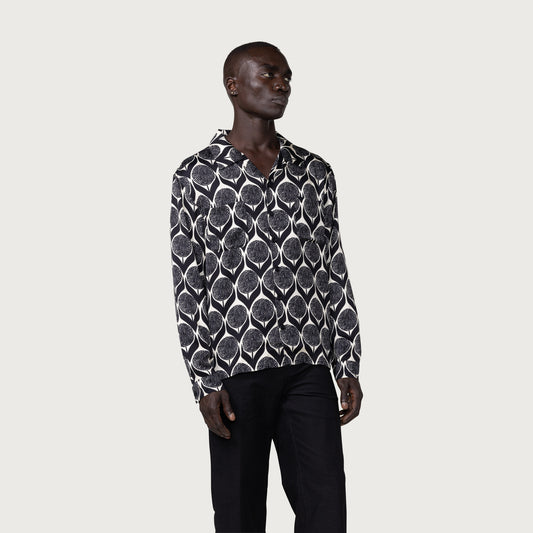 L/S Floral Woven - Black