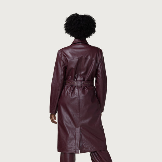 Womens Vegan Trench - Ruby