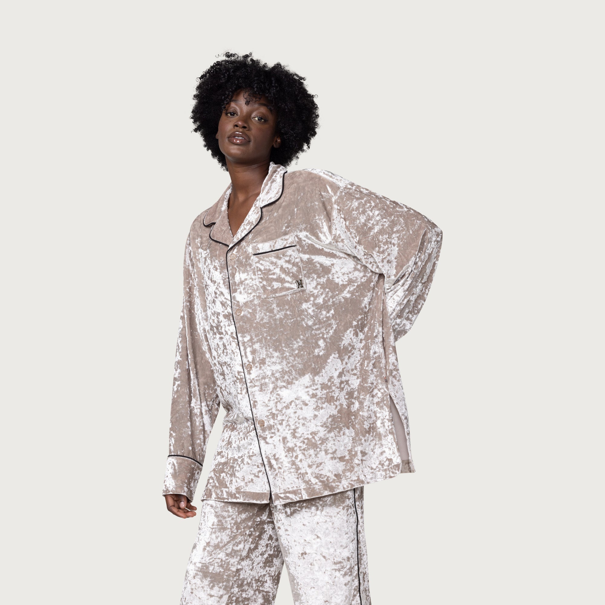 Pink crushed velvet pyjamas sales