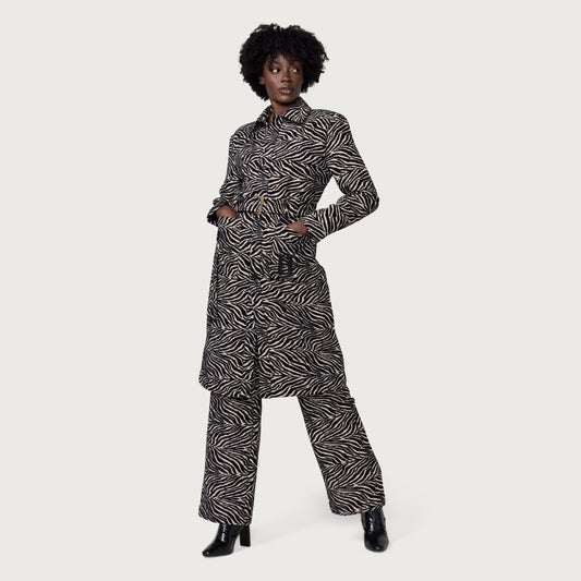 Womens Vegan Trench - Zebra