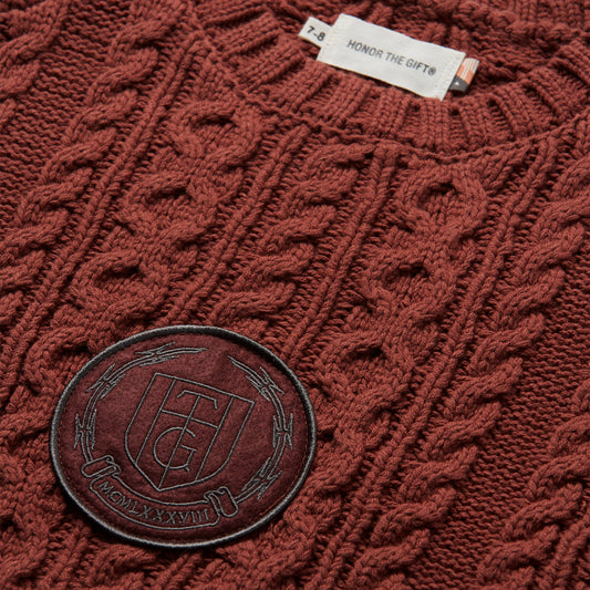Kids HTG® Cable Knit Jumper - Maroon