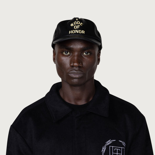 Los Angeles Leather Cap - Black