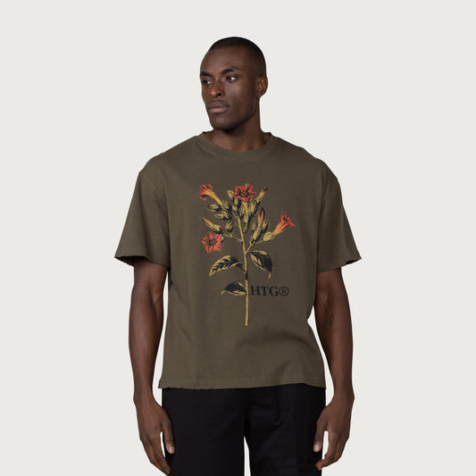 Tobacco Flower T-Shirt - Olive