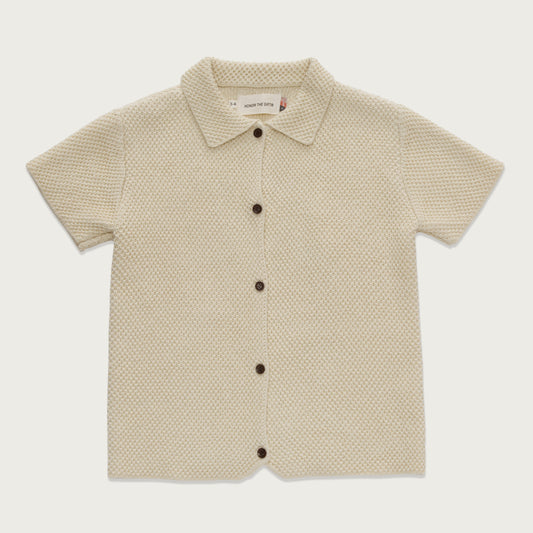 Kids Knit H Button Up - Bone