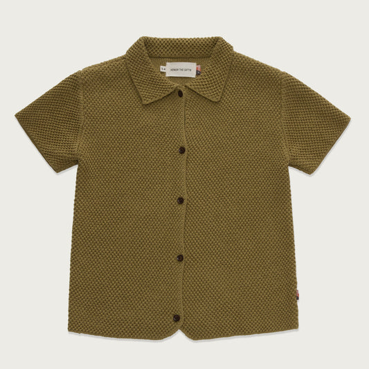 Kids Knit H Button Up - Olive