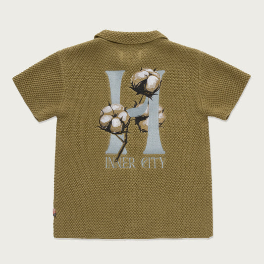 Kids Knit H Button Up - Olive