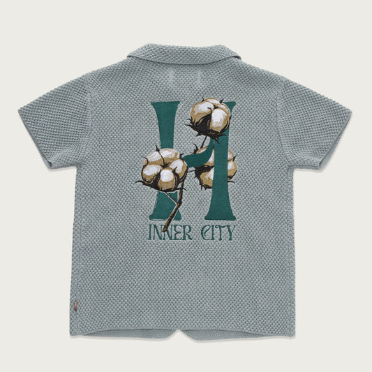 Kids Knit H Button Up - Slate