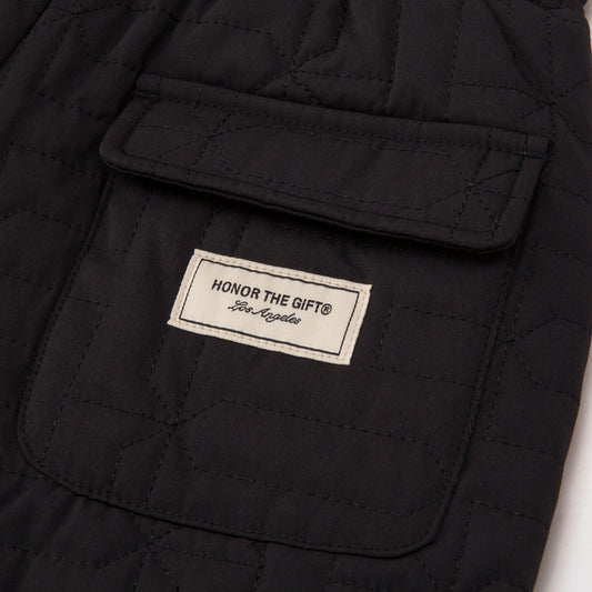 Kids Nylon Quilted Short - Black