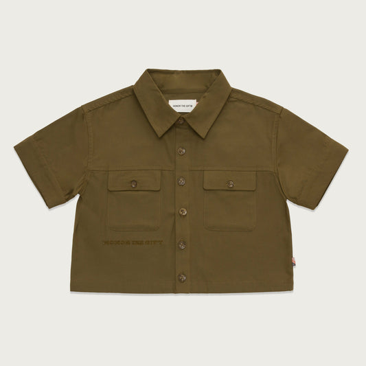 Kids Uniform S/S Button Up - Olive