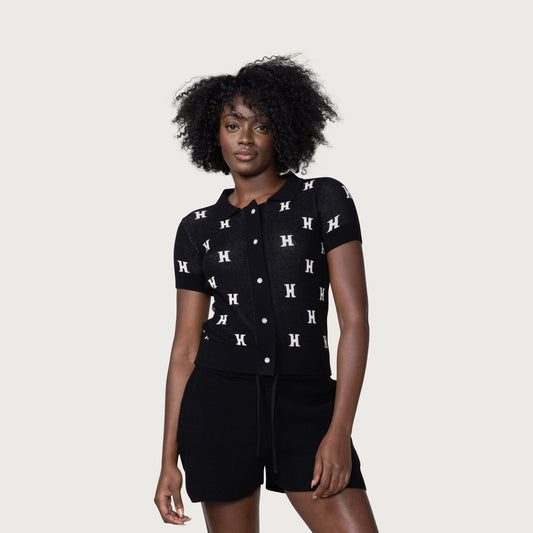 Womens Monogram Polo - Black
