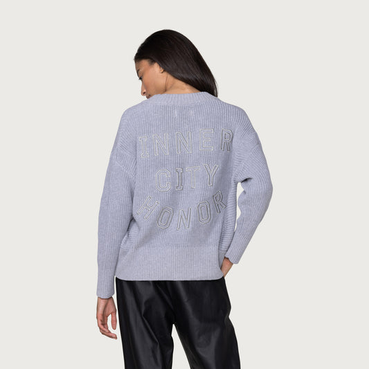 Womens Doctorate V-Neck Sweater - Grey