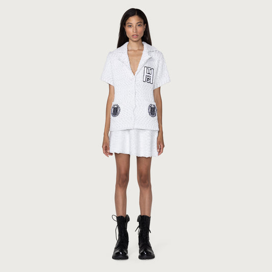 Womens Honoree Camp Button Up - White