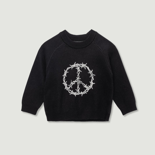 Kids Iron Peace Mock Neck Sweater - Black