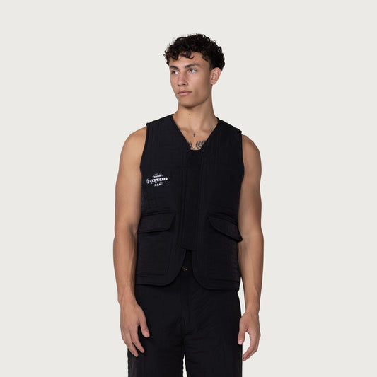 H Quilted Vest - Black